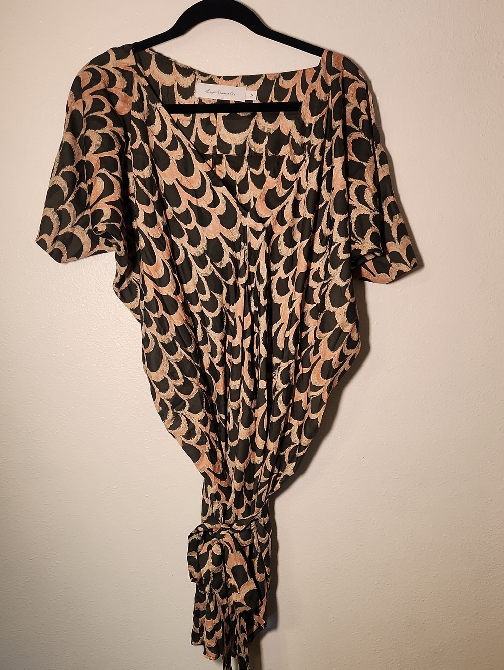 Women’s Midi Dress in Green and Pink Scallop Print